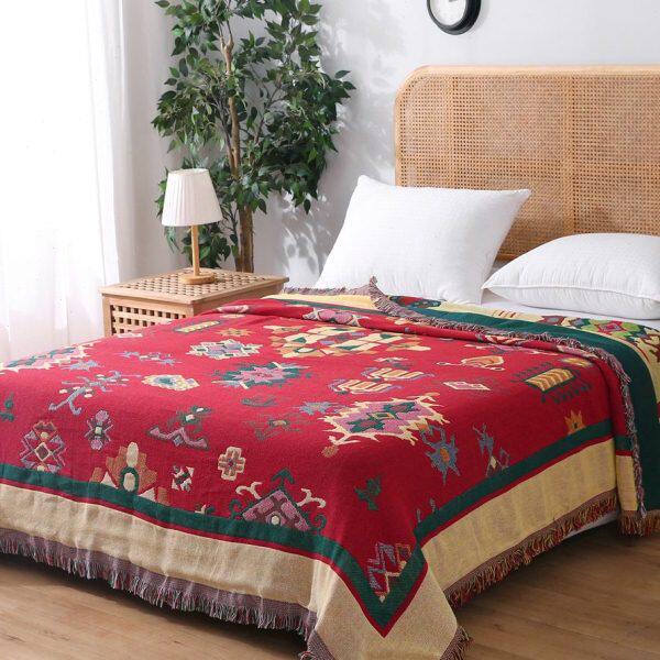 出口北欧棉线毛毯加厚加大针织线毯地毯装饰毯单人沙发巾双人盖毯