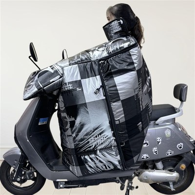 冬季可拆全包围电动车挡风被双人包后背加绒加大厚摩W托亲子防风