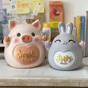 存钱罐小白胶猪可爱兔只存大号取搪龙猫肥不摆件儿童生日礼物动物