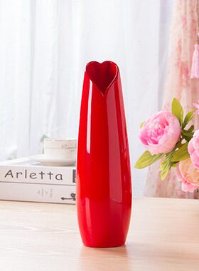 cm喜装礼品 新房30红色入伙中国红落地花瓶装饰水庆陶瓷花瓶 结婚