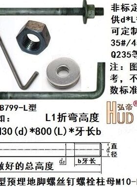 /钩直0预埋螺栓6M6-M50订制钉2000柱地脚螺丝487M52*长型L字700