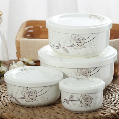 无铅骨瓷带盖泡面碗餐具s隔水炖盅陶瓷保鲜碗家用蒸鸡蛋羹饭碗微