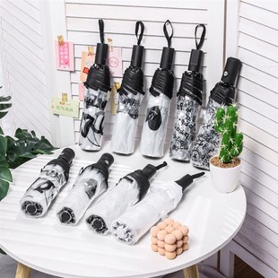 德国透明伞可折i叠雨伞三折伞雪花白加厚女心拍照道具旅行旅游