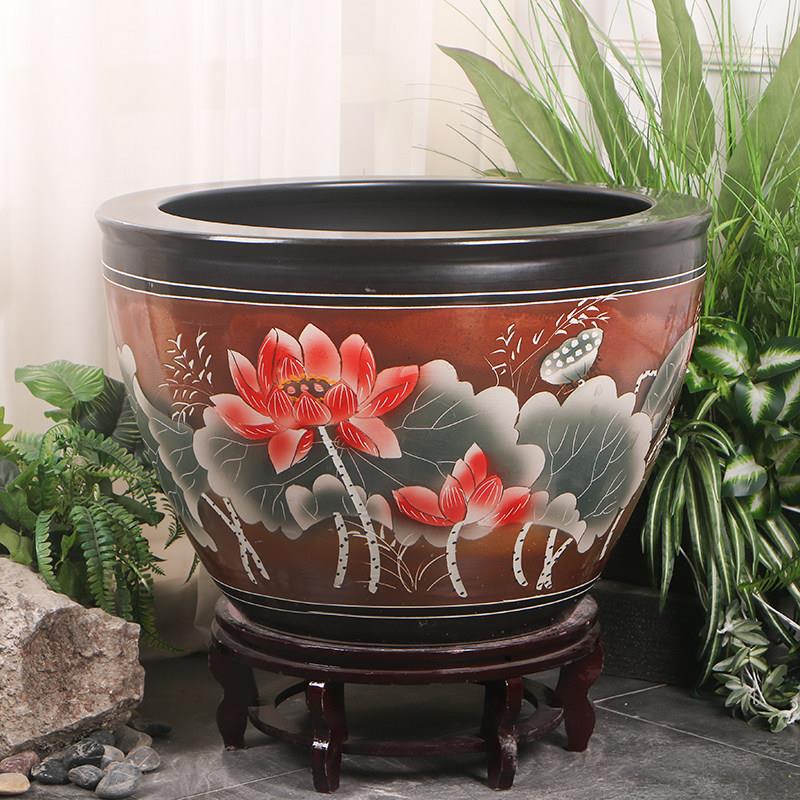 陶瓷大缸家用客厅种树养鱼睡莲荷花缸特大号庭院门海招财造景水缸