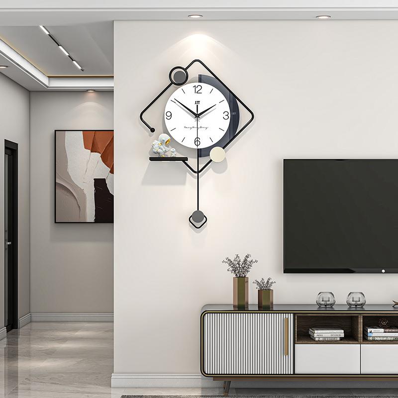 现代个性创意时钟高级感挂墙家用餐厅玄关背景装饰挂钟表客厅简约
