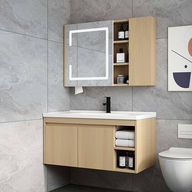 原木风白色简约小户型35CM极窄宽度洗漱盆柜浴室柜组合