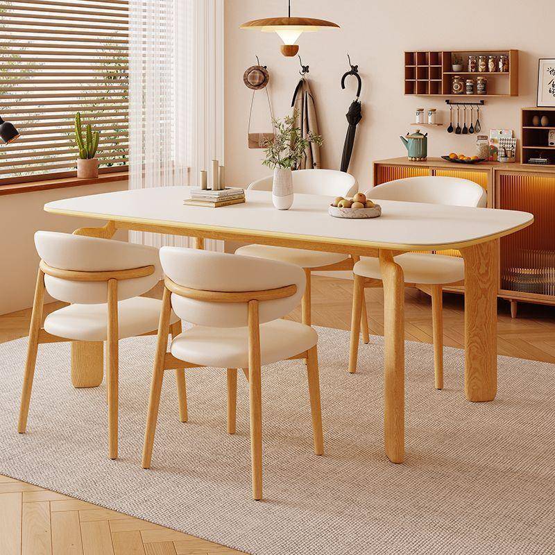北欧大象腿岩板餐桌椅套装家用小户型耐用耐磨岩板转印组合餐桌椅