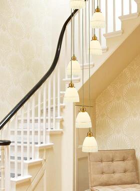 美式别墅旋转楼梯灯长吊灯复式楼现代简约loft跃层公寓客厅大吊灯