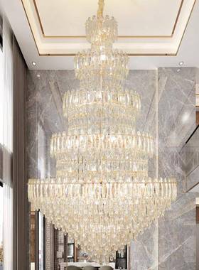 水晶大吊灯轻奢别墅挑空loft农村自建房宴会厅客厅主灯欧式楼梯灯