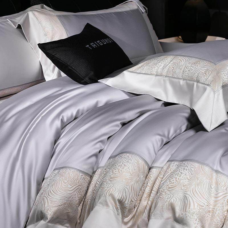 欧式高档高支120S长绒棉四件套温柔色织提花被套柔软棉质床单床笠