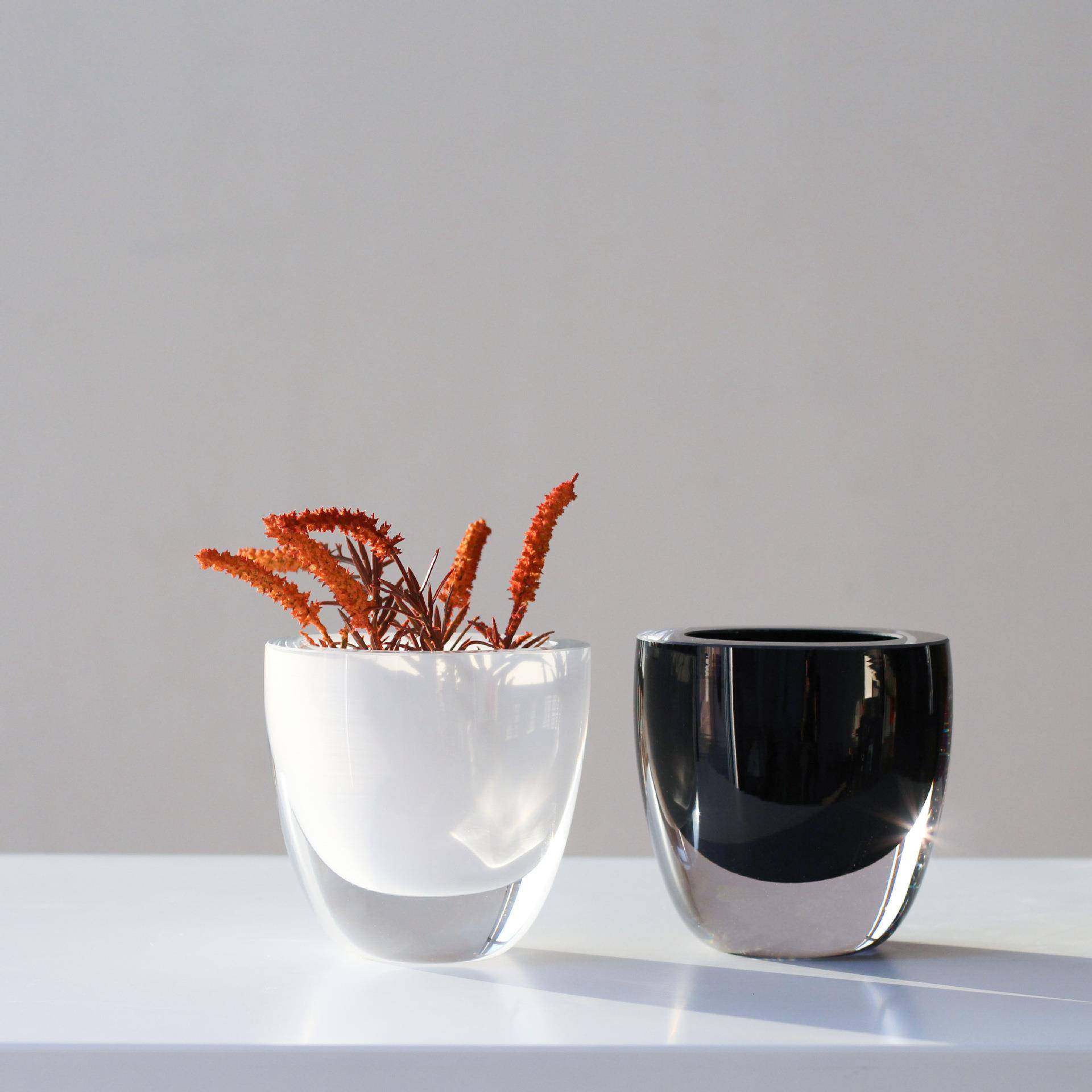 新款现代简约加厚玻璃宽口平口碗状花瓶色料黑白花盆家居摆件,鲜花速递/花卉仿真/绿植园艺,割草机/草坪机,淘宝优惠券,粉丝福利购,淘宝优惠卷