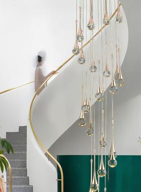 楼梯长吊灯别墅旋转loft公寓挑高客厅楼梯间灯复式楼大楼梯灯吊灯