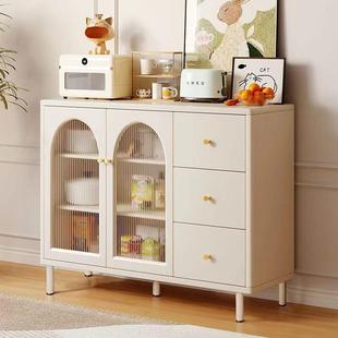 奶油风餐边柜靠墙多功能斗柜客厅收纳置物柜厨房橱柜碗柜茶水柜子