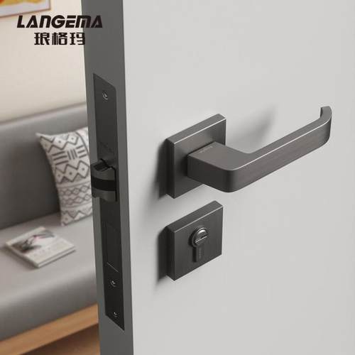 琅格玛法式现代简约室内静音锁锌合金把手木门门锁执手锁套装門鎖