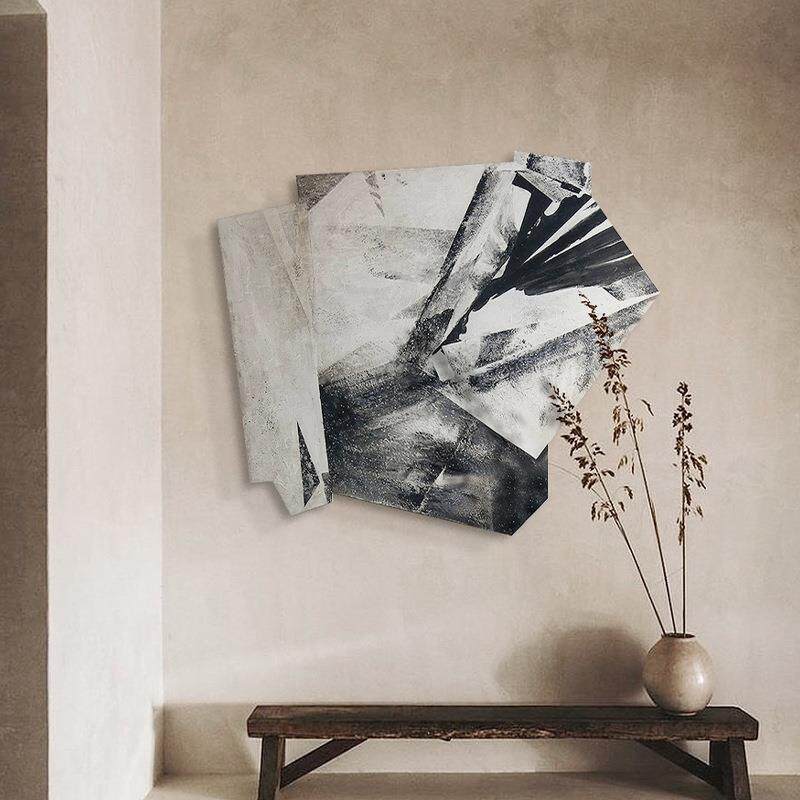 2023年新款手绘极简艺术挂画高级感入门玄关装饰画样板房软装壁画
