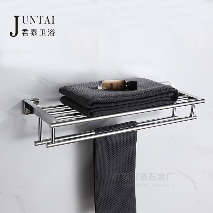 热销4001双吊杆镜光304不锈钢浴室厨卫置物架双层浴巾架