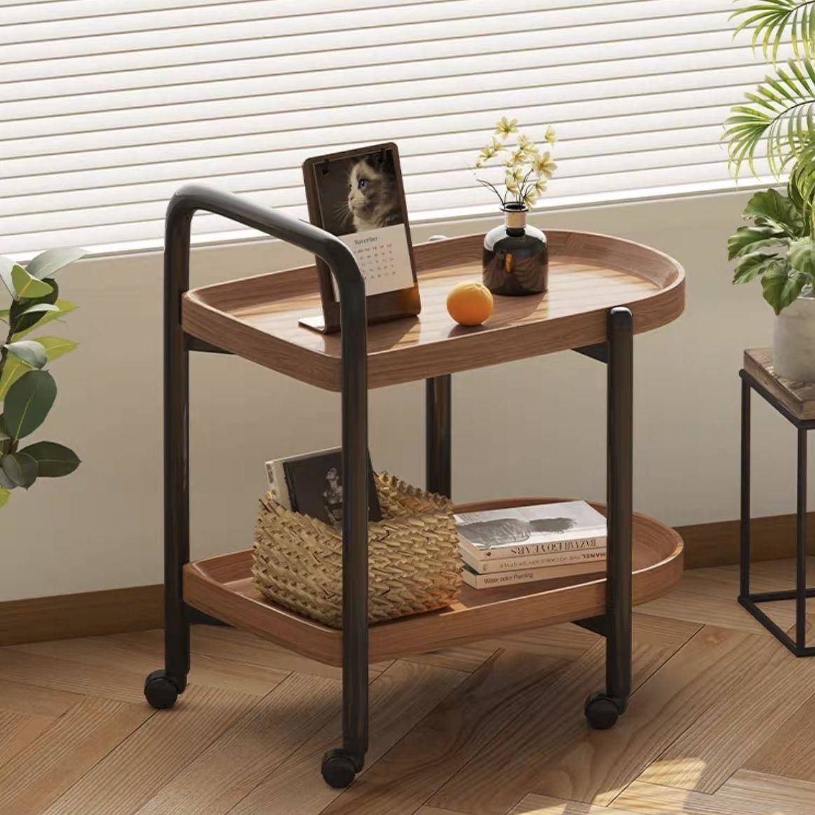 可移动茶几沙发边柜家用小边几阳台桌子床头置物架子简约带轮茶台