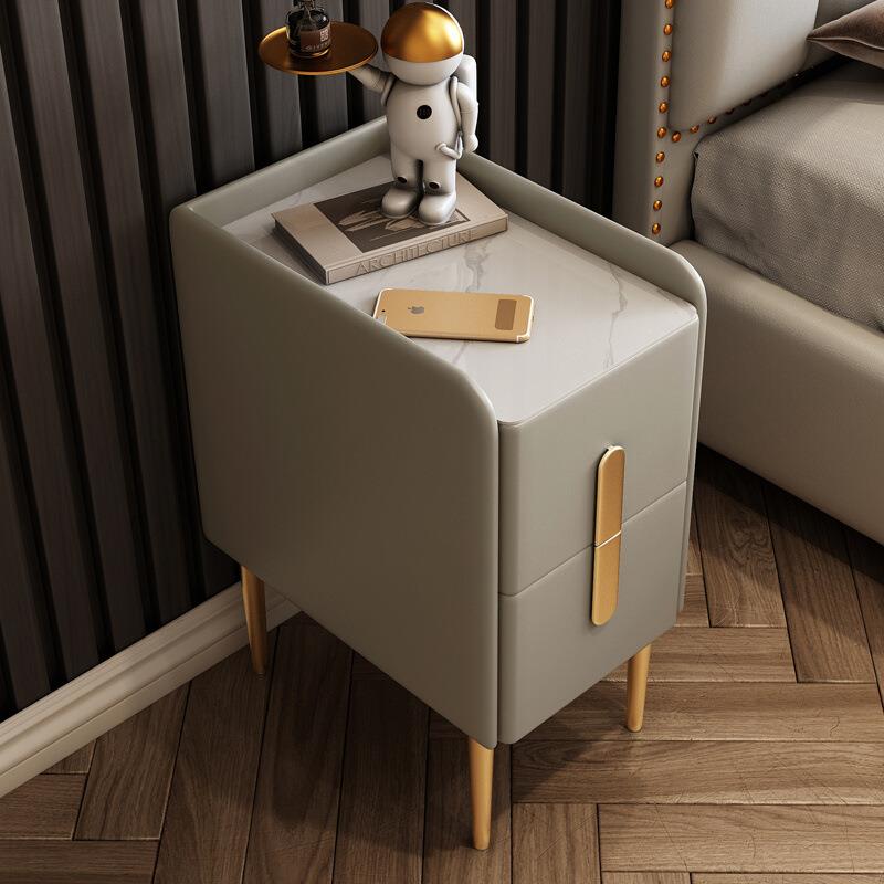 超窄床头柜小型轻奢简约现代迷你实木夹缝置物架意式极简床边柜子