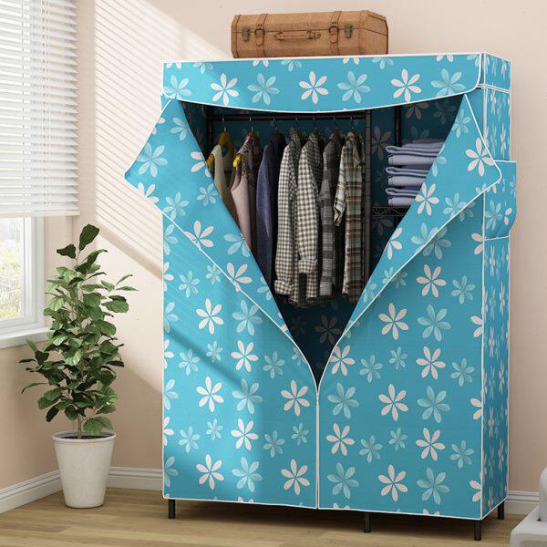 布衣柜家用卧室现代简约金属耐用防尘收纳柜牛津布简易组装挂衣架