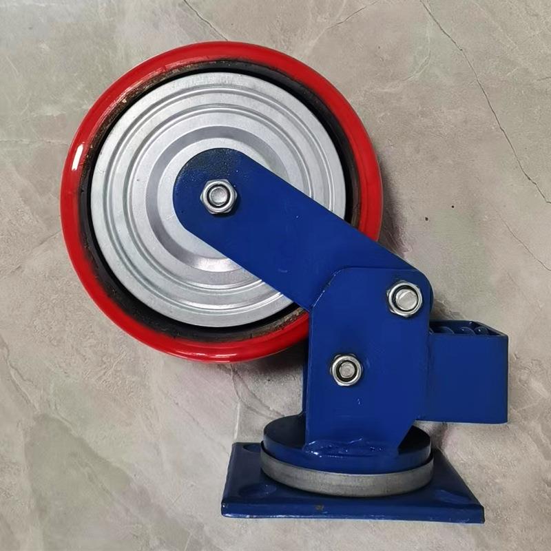 工业重型减震轮铁芯聚氨酯6寸8寸定向万向减震轮子抗震轮弹簧减震