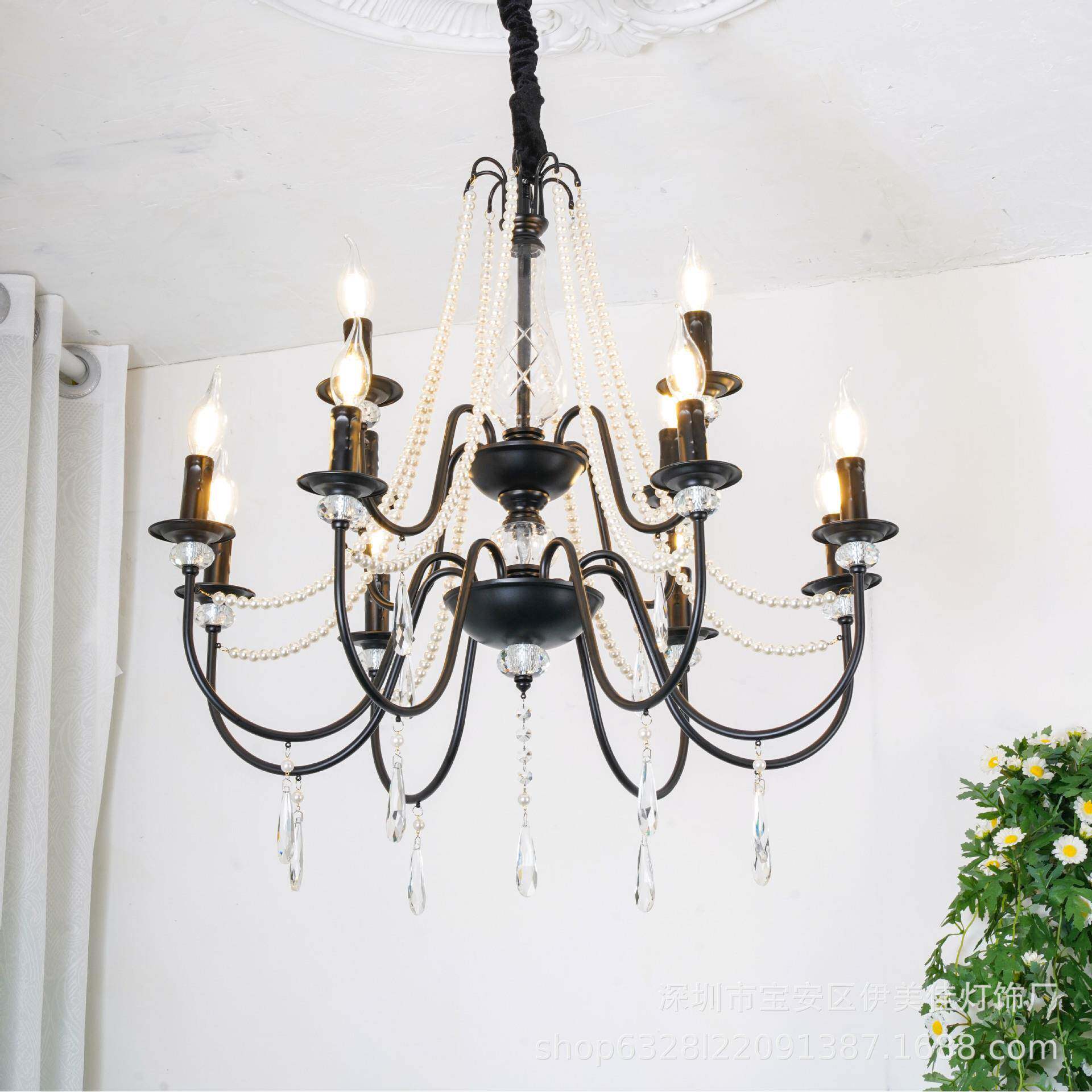 法式水晶吊灯新款美式简约复古乡村客厅大气装饰高级感卧室房间灯