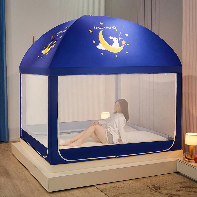 CB#新款坐床蒙古包蚊帐家用1.5m1.8床加密加厚支架固定