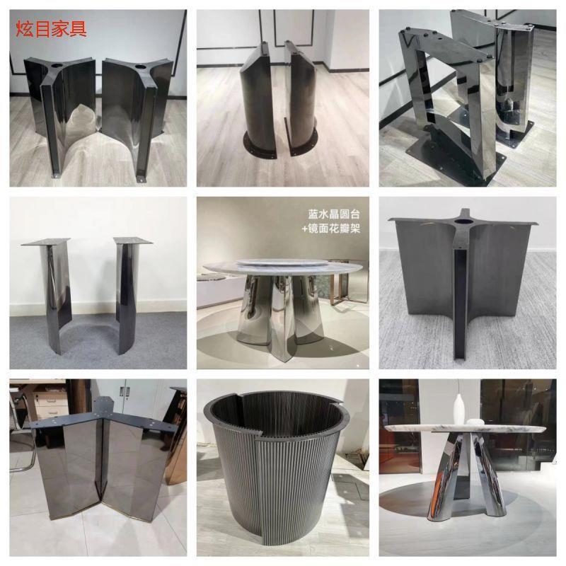 家用不锈钢餐桌腿支架大理石方桌脚底座轻奢高端岩板奢石餐台桌腿