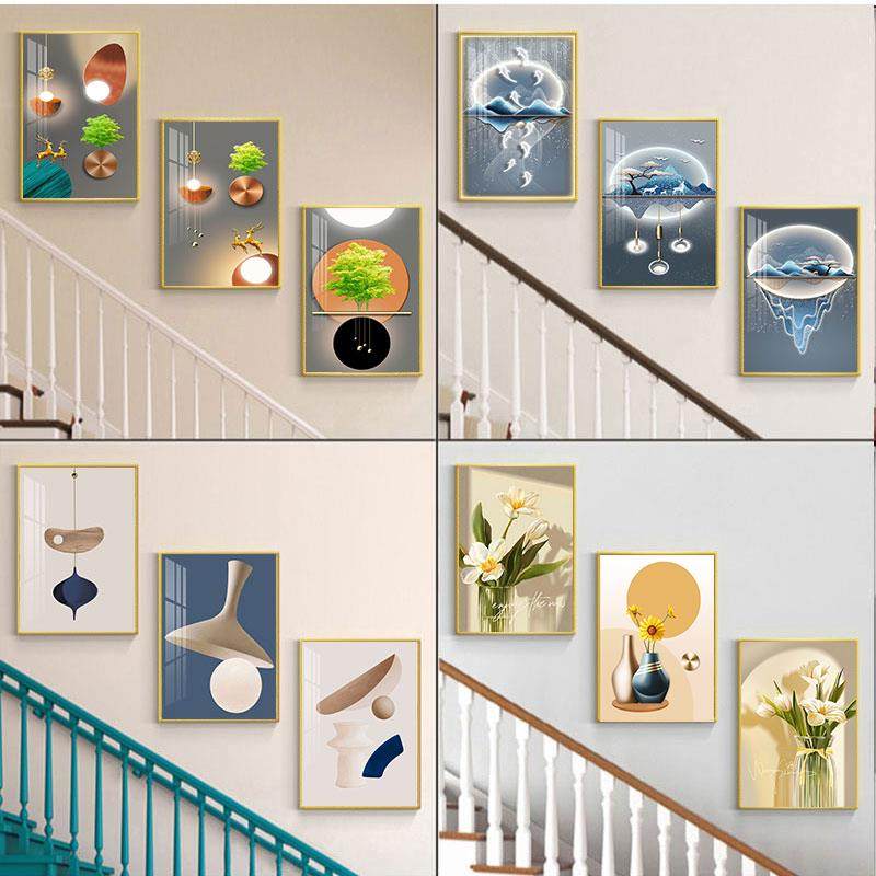 复式楼梯口间装饰画现代简约楼道三联挂画客厅玄关走廊过道墙壁画,鲜花速递/花卉仿真/绿植园艺,割草机/草坪机,淘宝优惠券,粉丝福利购,淘宝优惠卷