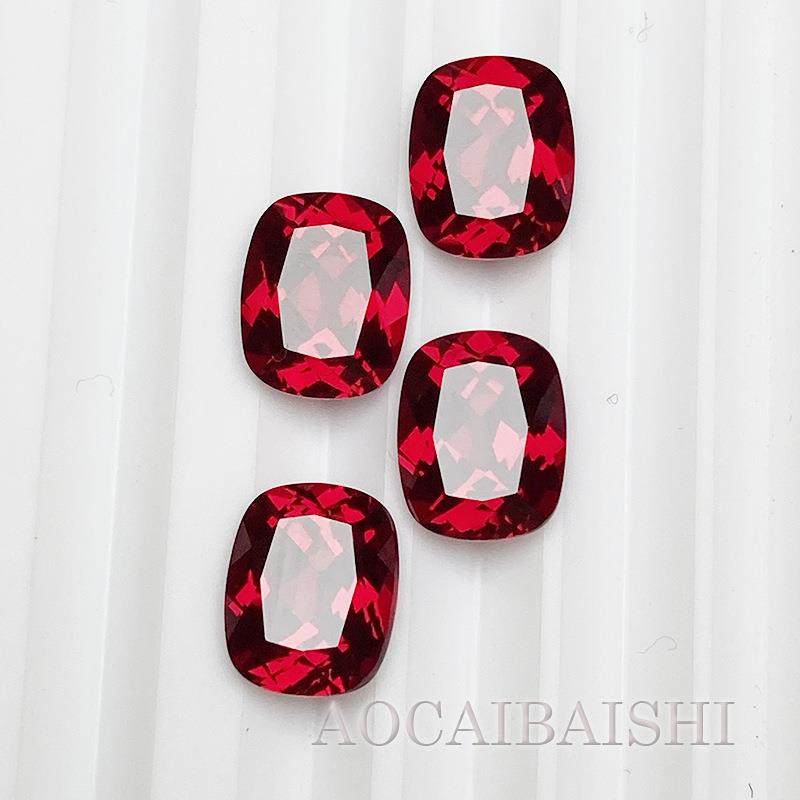 奥彩宝饰提拉法人工合成红宝石长枕培育鸽血红裸石手工精切红宝
