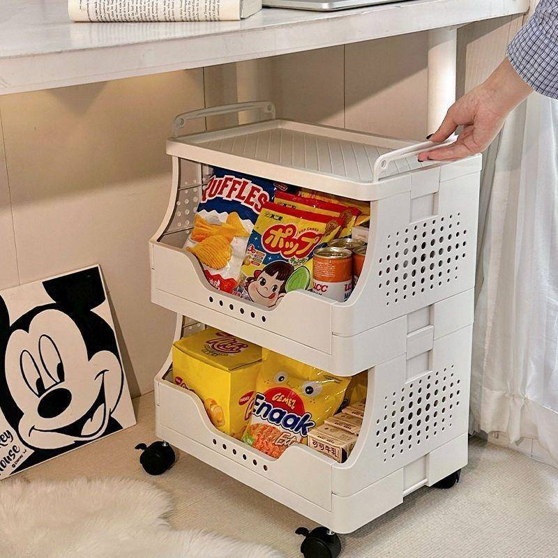 收纳小推车桌下移动置物架落地客厅多功能可移动带轮子。
