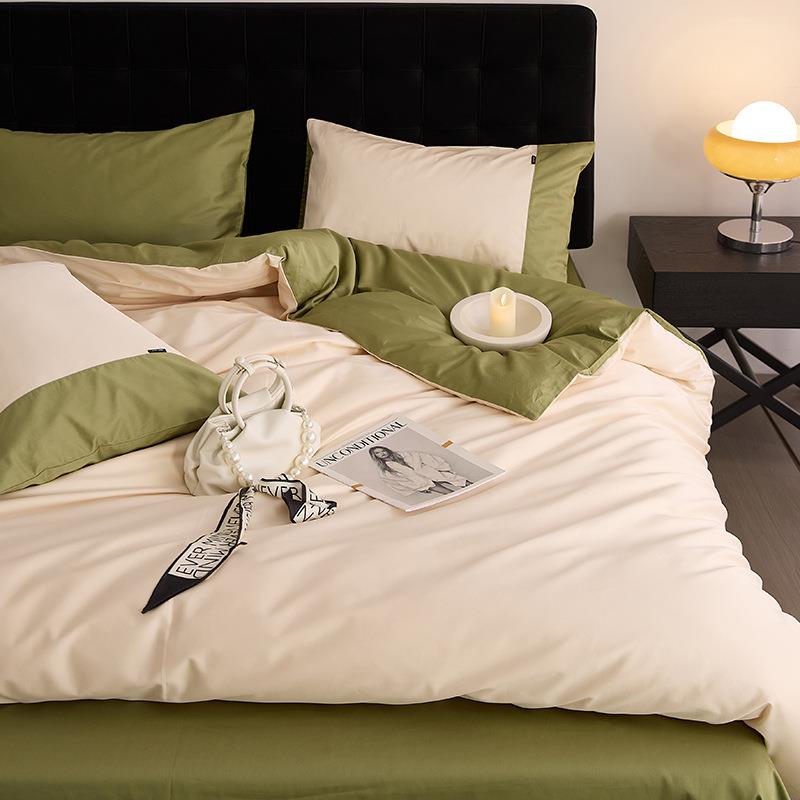 轻奢北欧100支长绒棉四件套全棉纯棉纯色宿舍床单被套床笠床品1.8