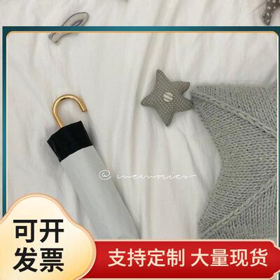 ⊕秋意浓赫本风黑白法式复古小女人木柄小洋伞遮阳晴雨伞长