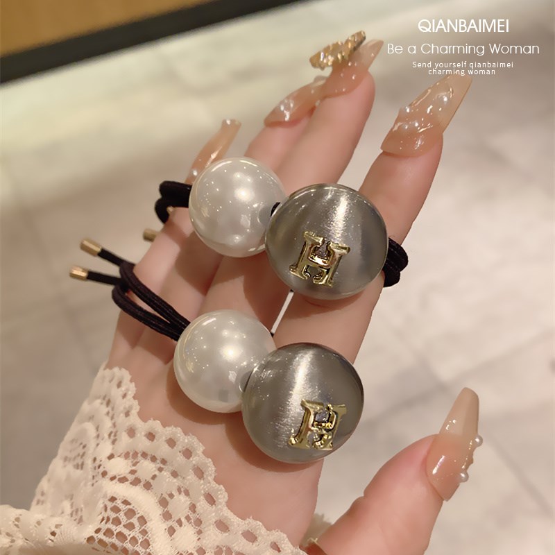 珍珠金属发绳基础款头绳2023新款高端绑发马尾Q皮筋高弹力耐用发