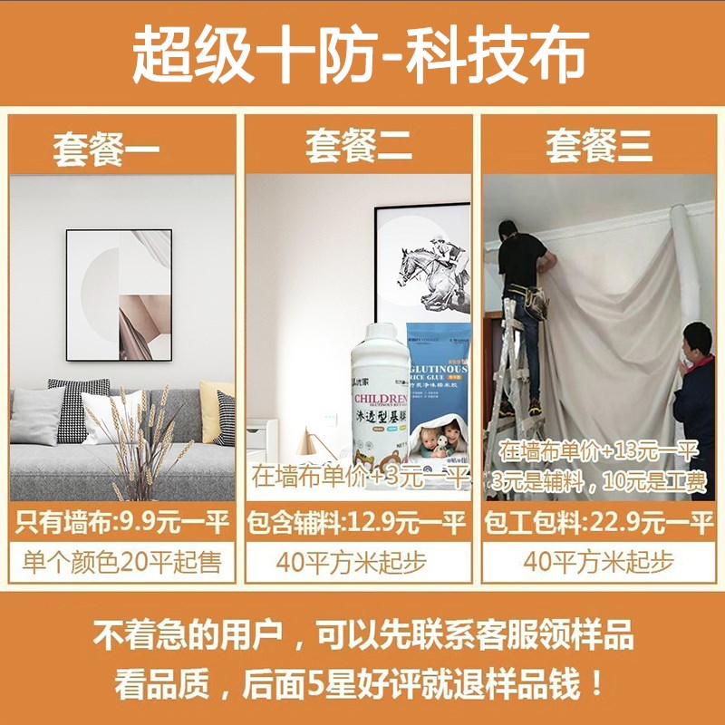 墙布2025新款科技壁布高档无缝客厅卧室全M屋简约现代素色超级十