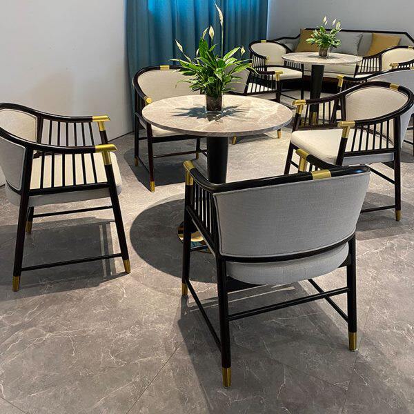 实木洽谈桌椅组合现代中式轻奢售楼处部酒店茶楼样板间休闲会客椅