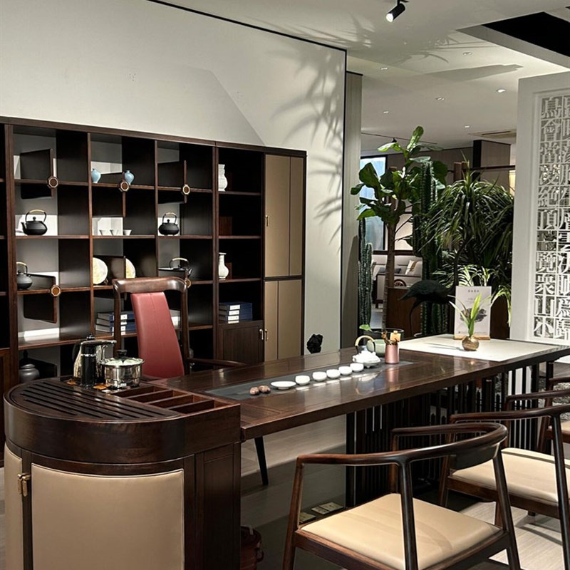 新中式实木黑檀爱里古夷苏木茶室会客厅茶桌茶柜S组合茶台高端定