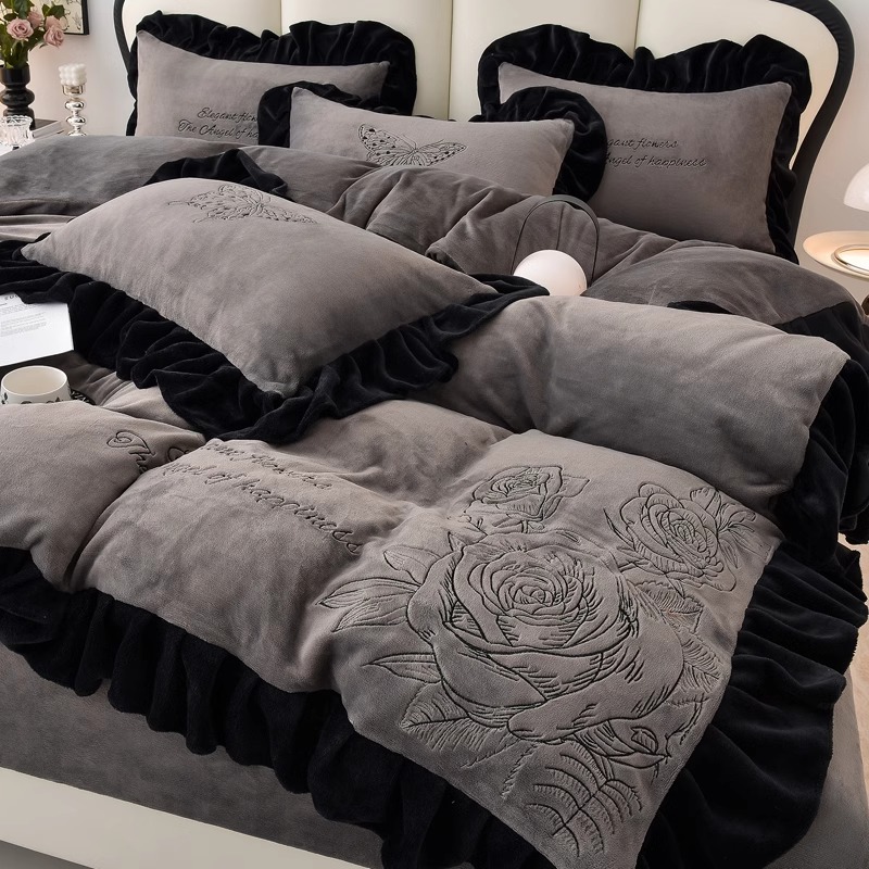 高端冬季牛奶绒四件套珊瑚绒轻奢高D级感双面加厚保暖床单被套床