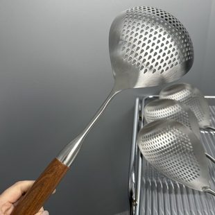 厨房不锈钢煮面网捞漏勺 德国进口304 加厚不加价 花梨木手柄