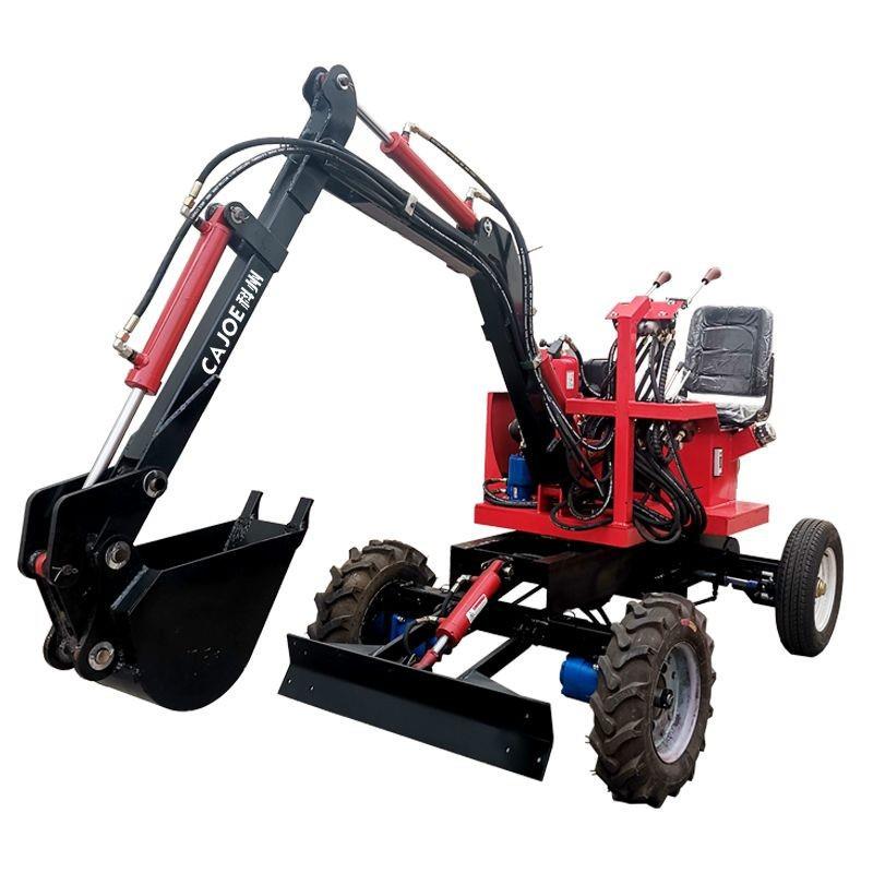 4轮360度轮式微型挖掘机外贸挖掘机12马力柴油机EPA汽油机