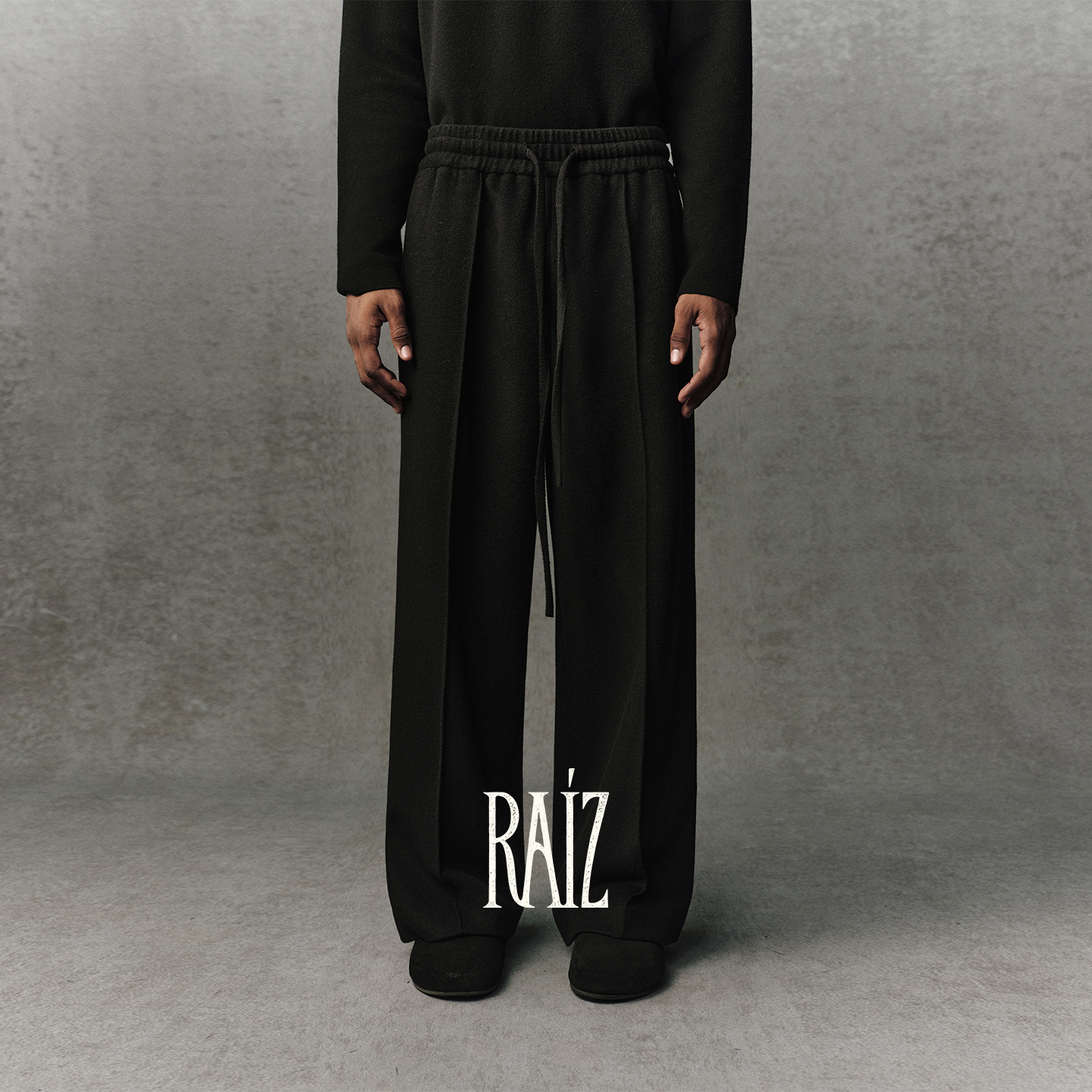 RAIZ100%羊毛面料重磅廓形阔腿裤