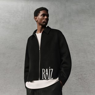 日本进口Excella拉链 820G双面呢简约夹克 RAIZ 100%羊毛面料