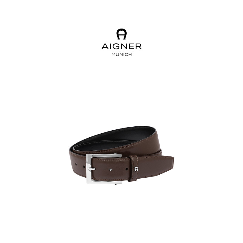 【礼物】Aigner 金属扣腰带牛皮革皮带通勤经典奢华款