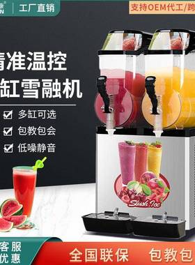 雪融机商用不锈钢冰沙机厂家直供果汁冷饮料酒吧双缸雪泥机