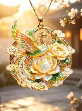 花朵凤凰吊坠精致凤凰项链吊坠