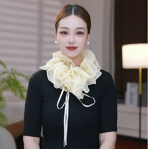 假领子围脖网纱蝴蝶结时尚百搭