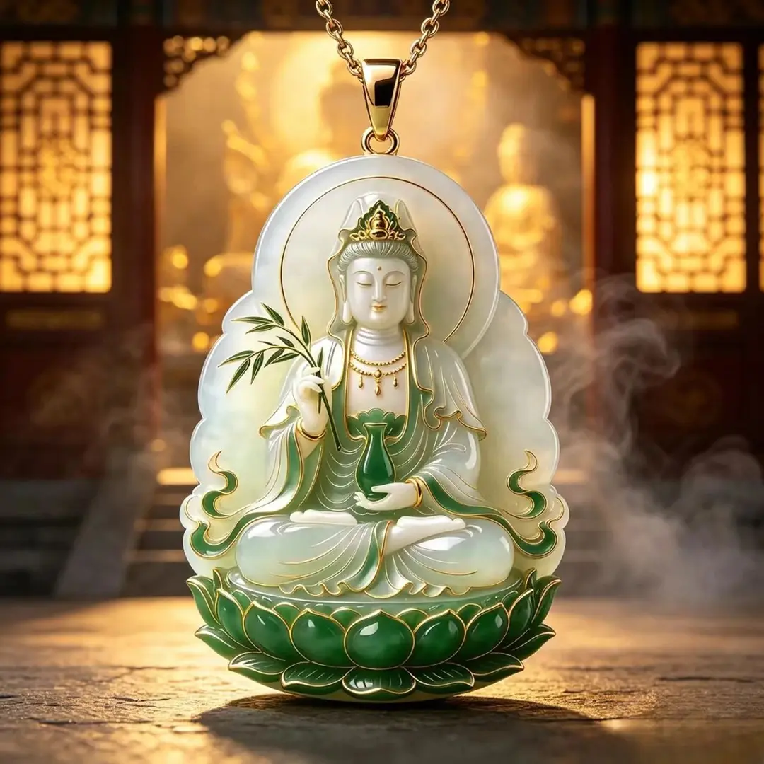观世音菩萨项链吉祥吊坠守护古风