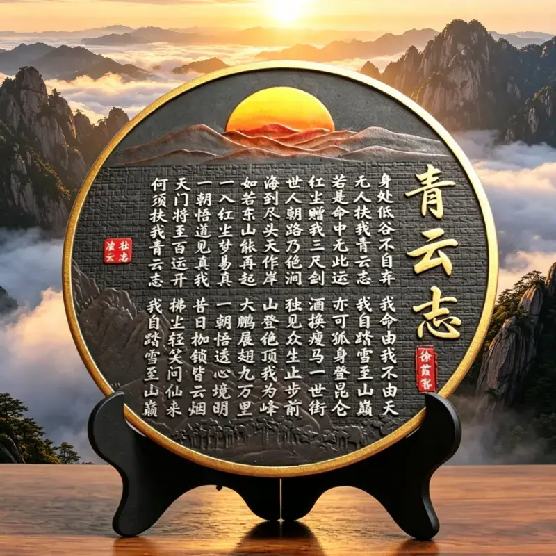 青云志书法字画摆件博古架摆设古董架装饰画新中式家居茶道工艺品