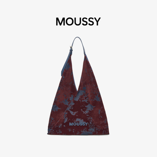moussy春节系列复古hobo包休闲大容量轻便通勤牛仔植绒单肩手提包