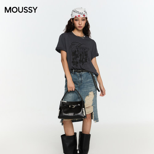 Moussy油蜡皮手工通勤水桶包女