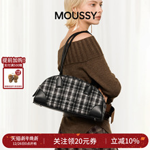 【胡可推荐】MOUSSY格纹游戏波士顿包运动单肩保龄球包休闲女包